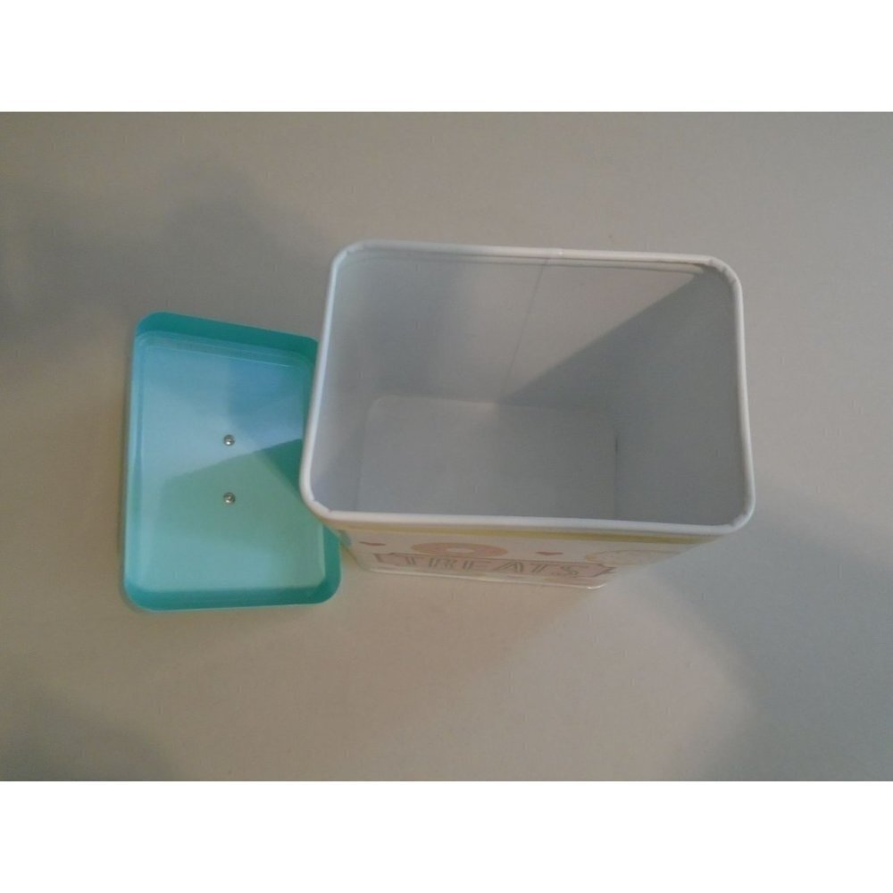 Pet Treats Container Metal Removable Lid Donut Pattern Bone Lid - Picture 7 of 8